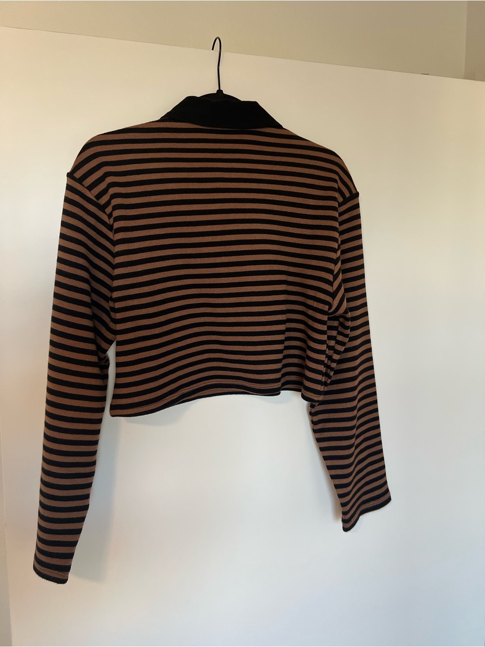 Reformation Anna Rugby Shirt - Black and Tan Stripe - Picture 5 of 7